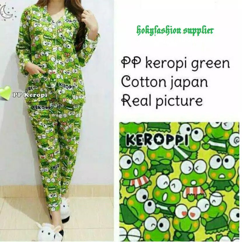 PIYAMA PP KEROPI  KATUN JEPANG PREMIUM  SAKU KANTONG  FIT TO XL