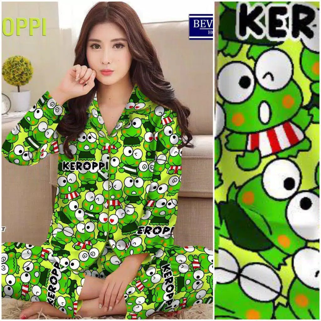 PIYAMA PP KEROPI  KATUN JEPANG PREMIUM  SAKU KANTONG  FIT TO XL 2