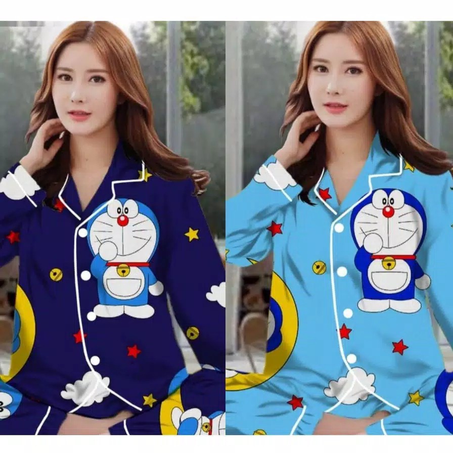 PIYAMA DEWASA PP DORAEMON MOON KATUN JEPANG FIT TO XL