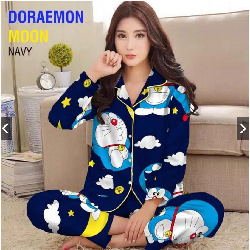 PIYAMA DEWASA PP DORAEMON MOON KATUN JEPANG FIT TO XL 2