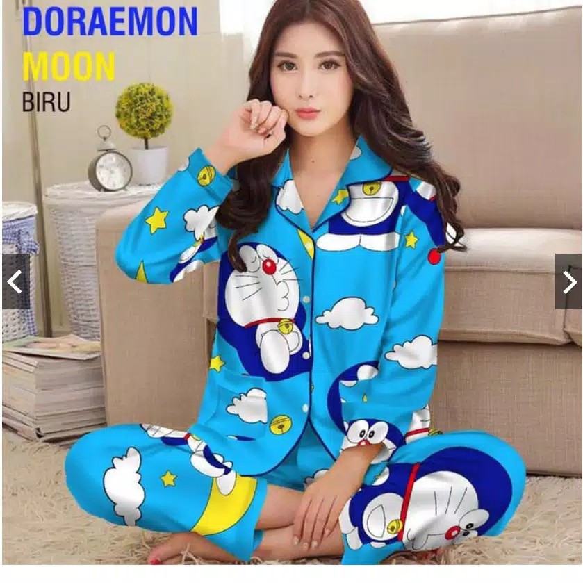 PIYAMA DEWASA PP DORAEMON MOON KATUN JEPANG FIT TO XL 3