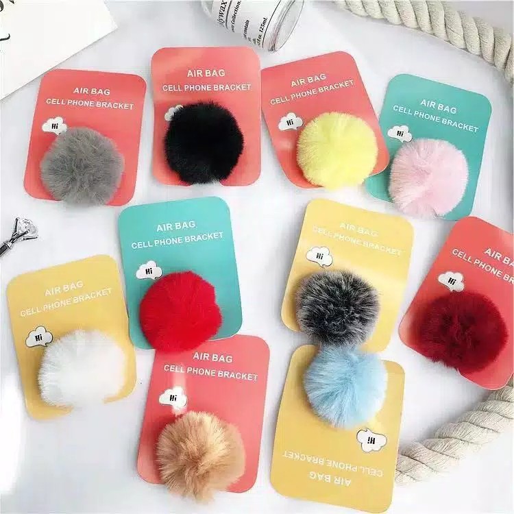 POP SOCKET POMPOM 3D POP SOCKET BULU WARNA AKSESORIS HP MURAH BATAM PO