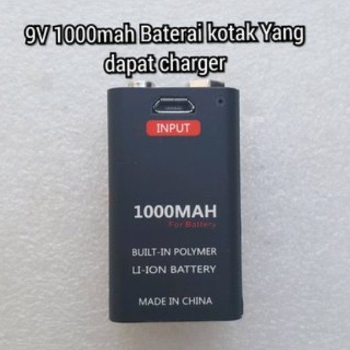 PRODUK BARU BATERAI KOTAK 9V 1000MAH YANG DAPAT CHARGER