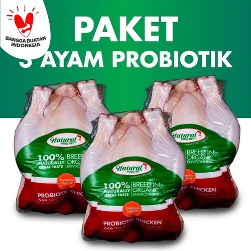 Paket 3 ekor Ayam Probiotik Reguler 800gr-900gr - Natural Poultry