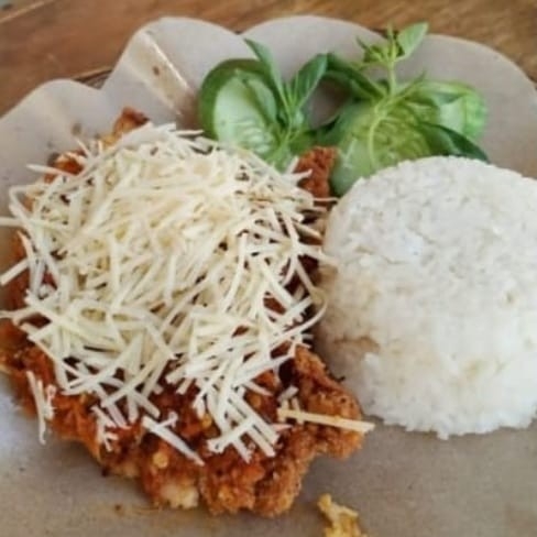 Paket Ayam Geprek dibalut Sambal Taichan ditaburi Keju