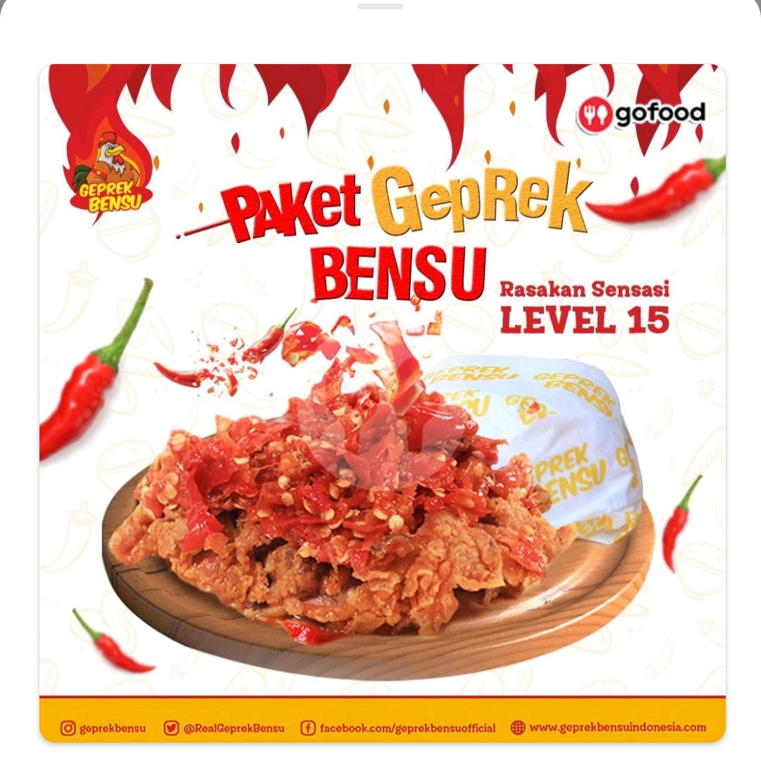 Paket Geprek Bensu Sambal Original Level 15