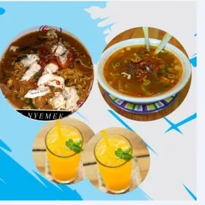 Paket HEMAT Mie NyemekatauBakmi Goreng Soto Ayam TaotoatauBening 2xEs Jeruk 