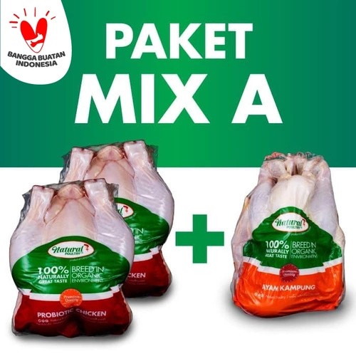 Paket Mix 2 Ayam Probiotik Reguler  1 Ayam Kampung - Natural Poultry