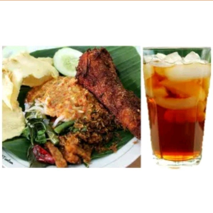 Paket Nasi Pecel Ayam Serundeng Free Es Teh