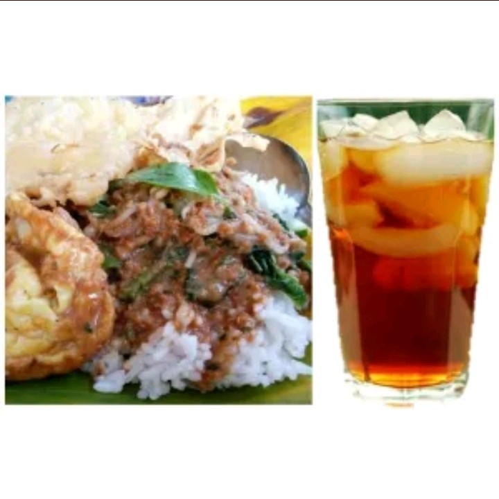 Paket Nasi Pecel Telur Dadar Free Es Teh