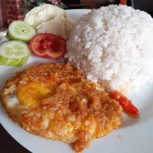 Paket Nasi Telur Geprek Es TehatauHangat