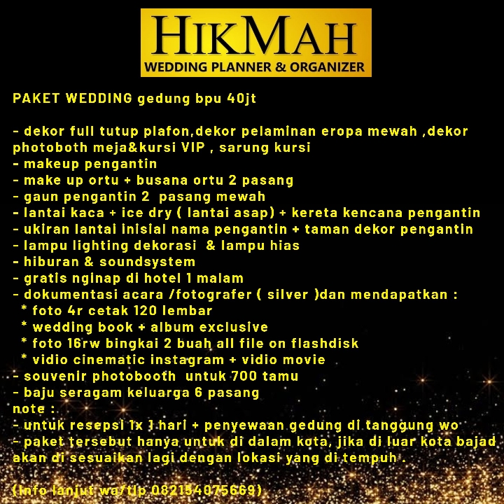 Paket Wedding Gedung 40jt