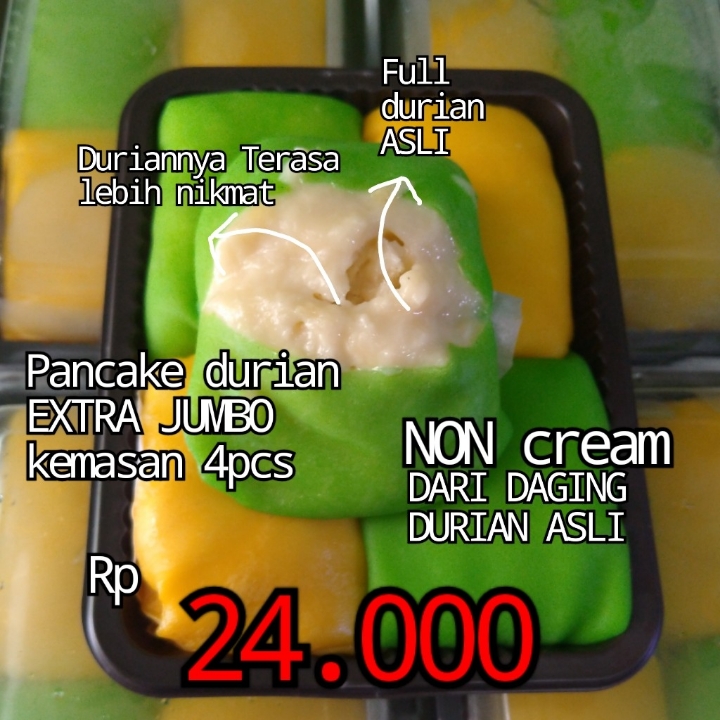 Pancake Durian NON CREAM EXTRA JUMBO 4 PCS 