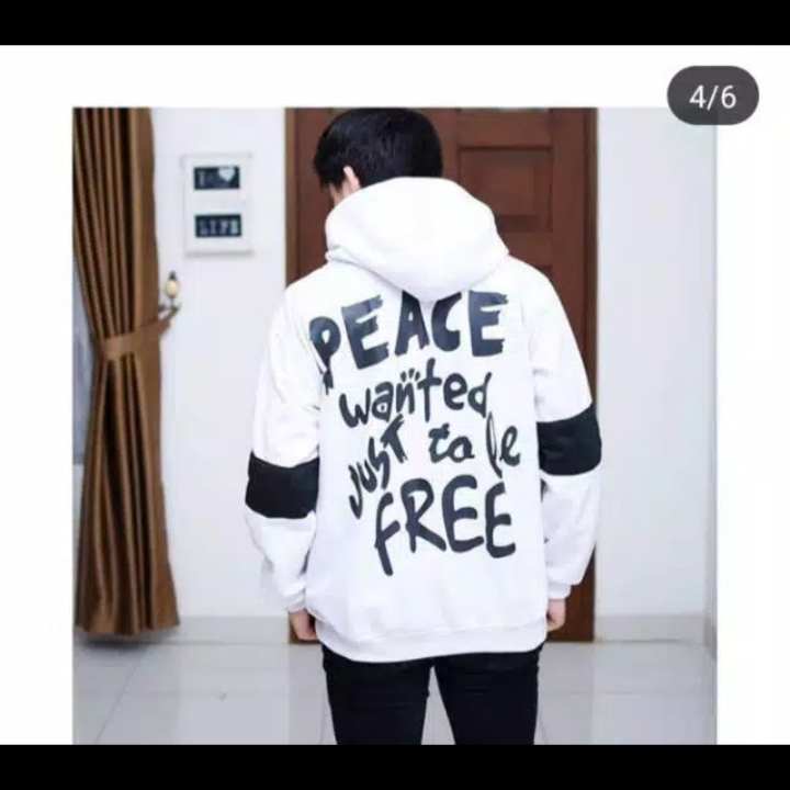 Peace zipper hoodie jaket cowok present 3