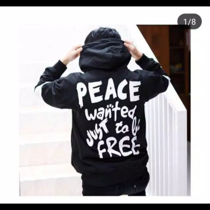 Peace zipper hoodie jaket cowok present 4