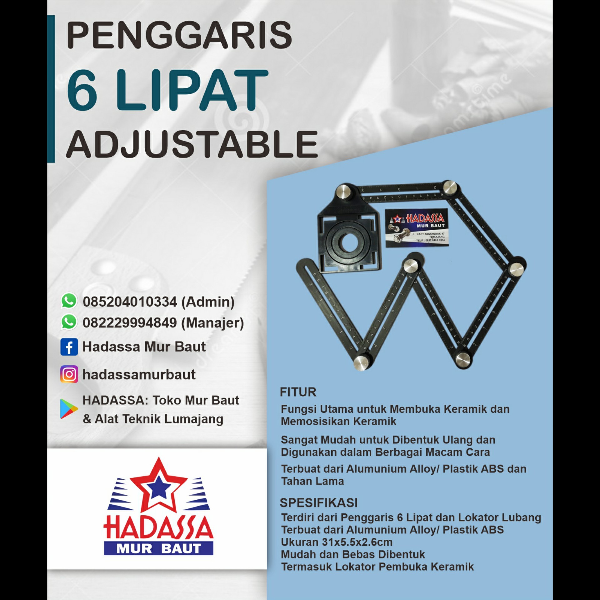 Penggaris 6 Lipat Adjustable