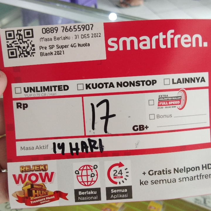 Perdana smartfren 17gb