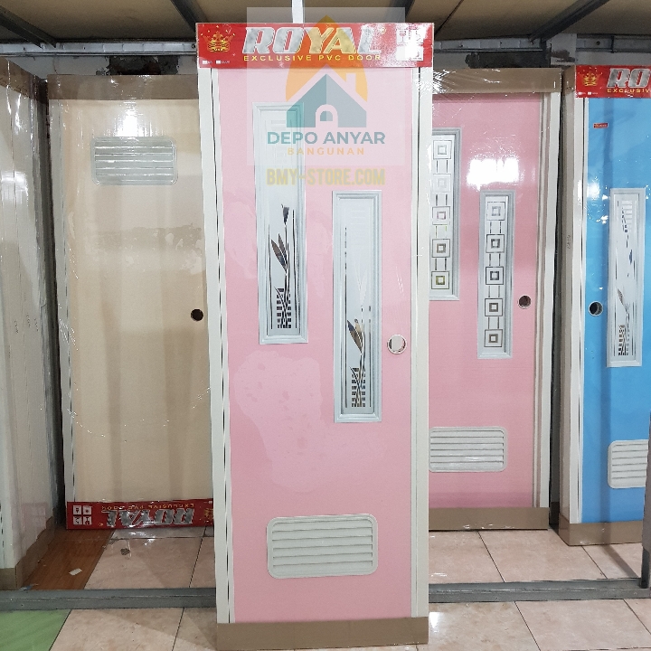 Pintu WC Royal Pink Polos Kaca 2