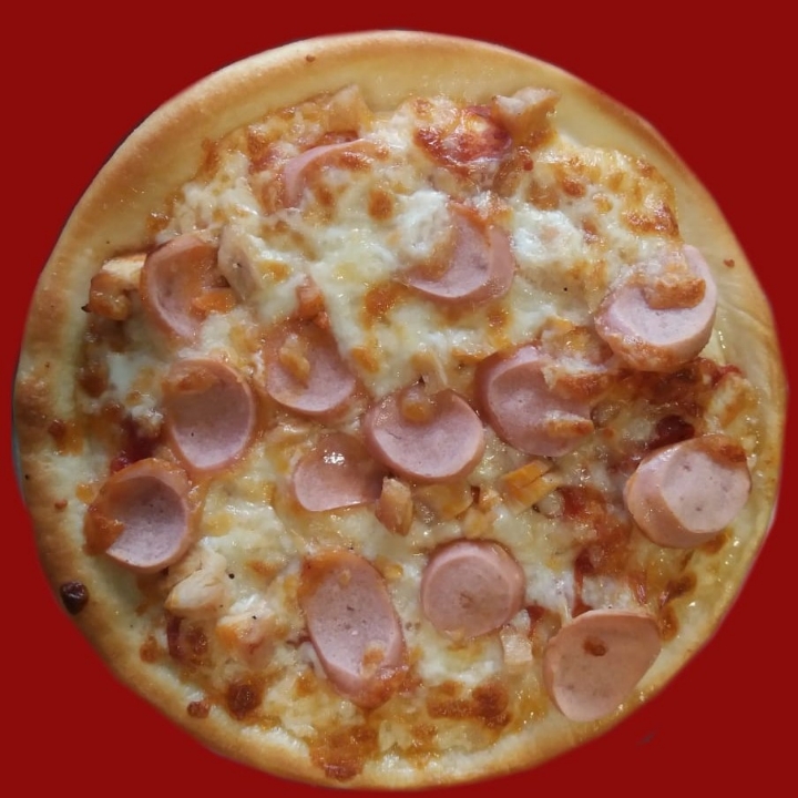 Pizza Deluxe Chicken Pinggiran Double Cheese Ukuran Sedang 