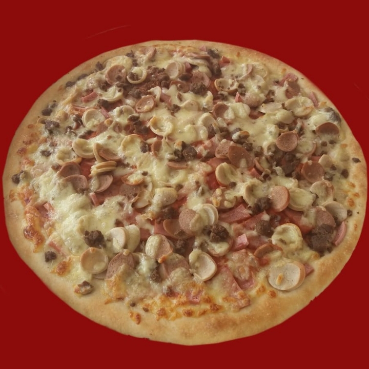 Pizza Meat Lover Tanpa Pinggiran Ukuran Sedang 