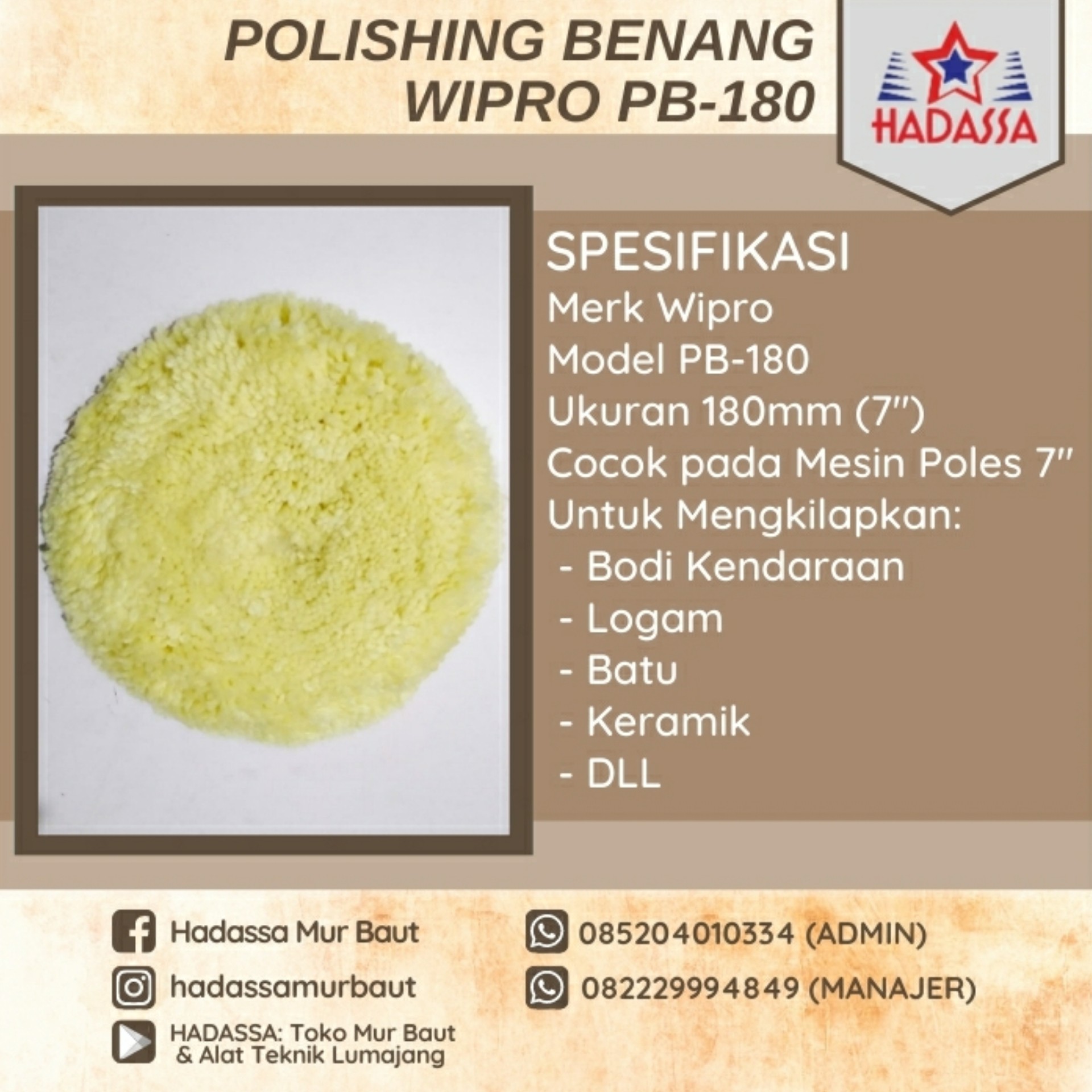 Polishing Benang Wipro PB-180