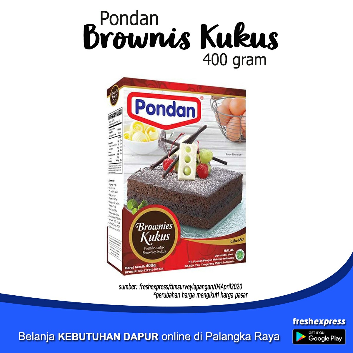 Pondan Brownies Kukus 400 Gram