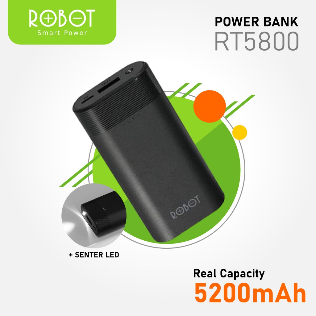 Power Bank ROBOT 10000mAh Dual Port USB 4