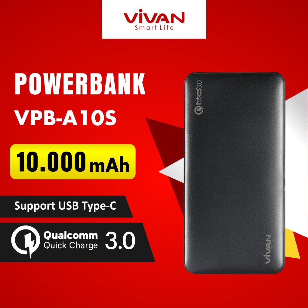 PowerBank VIVAN 10000mAh with Quick Charge 30 Support USB Type C  VP