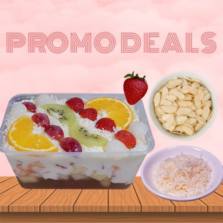 Promo Deals Salad Buah Size Family 1000ml Extra Keju Extra Almond