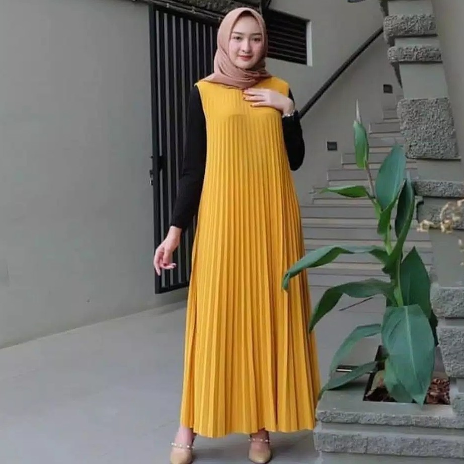 Promo Gamis Termurah  Nindy Dress Plisket  Gamis Muslim  Best Sel