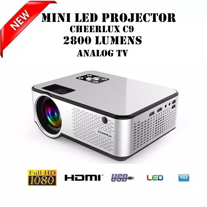 ProyektorCHEERLUX C9 LED PROJECTOR 2800 LUMENS PORTABLE PORT HDMI USB 4