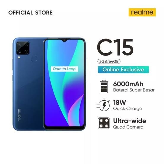 REALME C15 RAM 4GB ROM 64GB GARANSI RESMI REALME INDONESIA