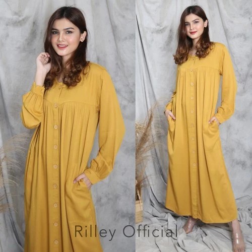 RILLEY Gamis Polos Syar i Rayon  Dress Rayon Twill Muslimah Terbaru