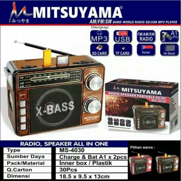 Radio Speaker Portable X-Bass MITSUYAMA MS-4030