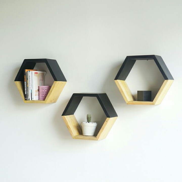 Rak Dinding Hexagonal