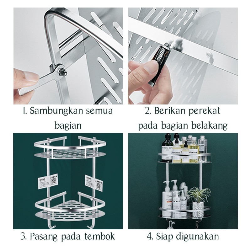 Rak sudut aluminium rak kamar mandi 2