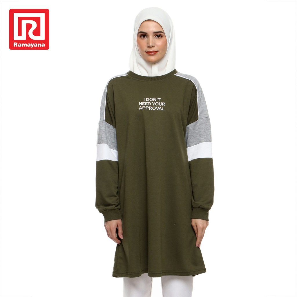 Ramayana - Dress Kombinasi LS Hijau