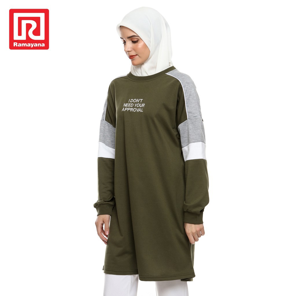 Ramayana - Dress Kombinasi LS Hijau 2