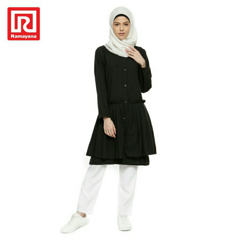 Ramayana - JJ Hijab Tunik Wanita Polos Rampel A03 Hitam