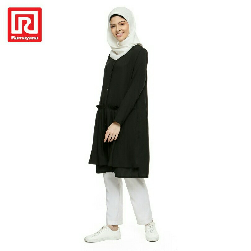 Ramayana - JJ Hijab Tunik Wanita Polos Rampel A03 Hitam 2