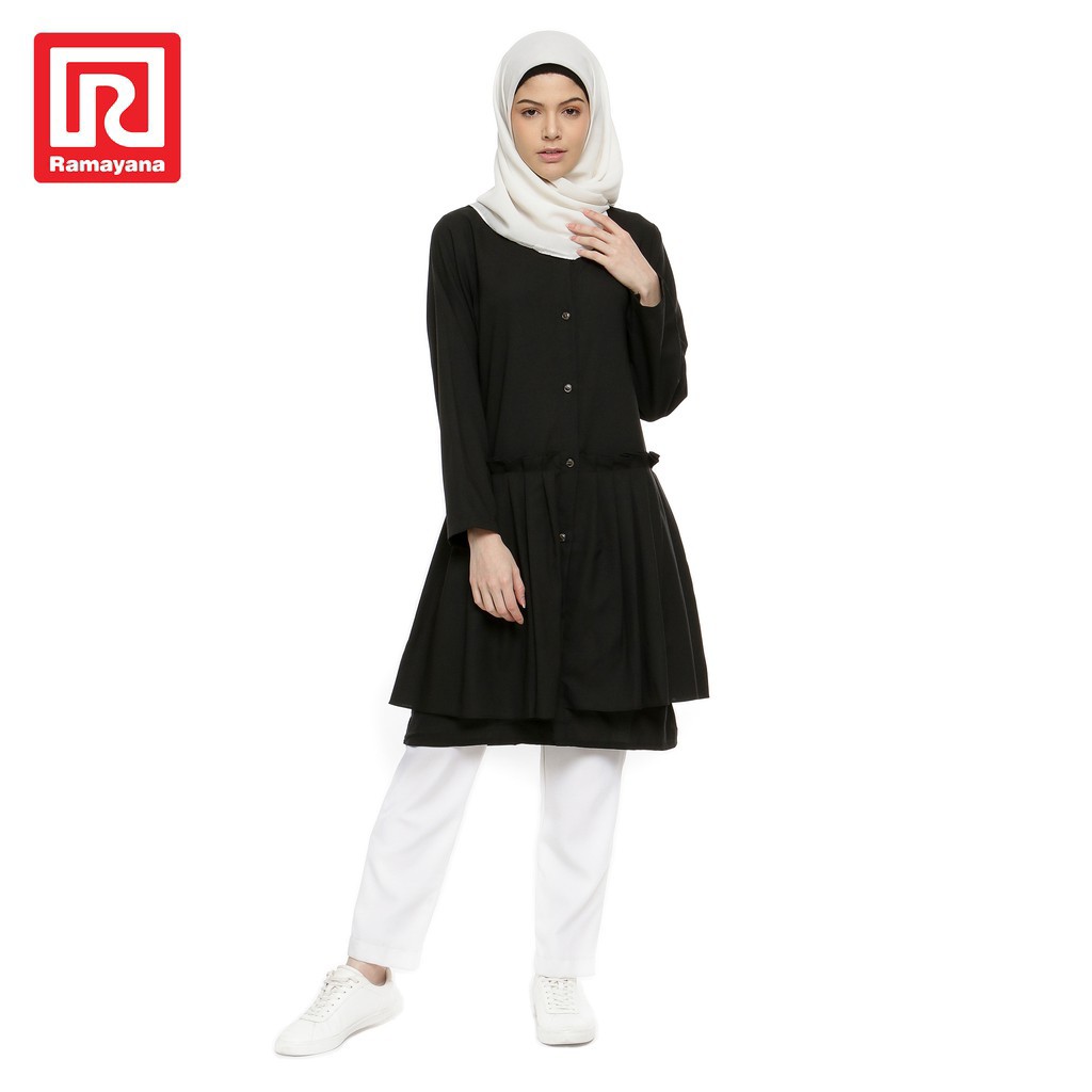 Ramayana - JJ Hijab Tunik Wanita Polos Rampel A03 Hitam 2