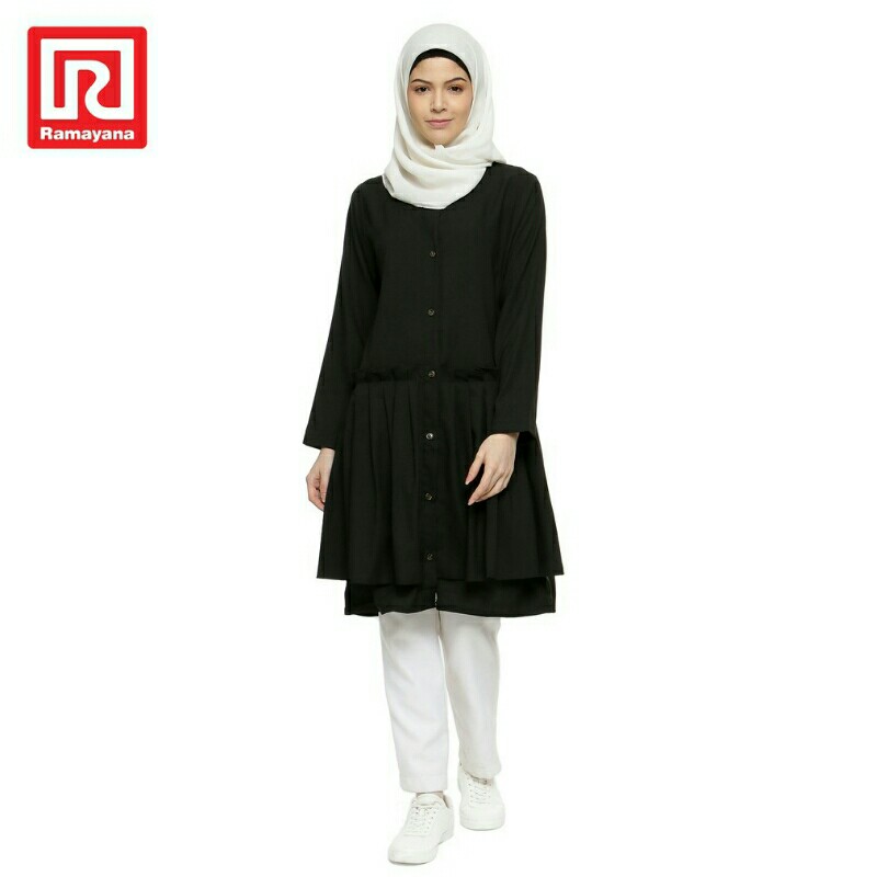 Ramayana - JJ Hijab Tunik Wanita Polos Rampel A03 Hitam 3