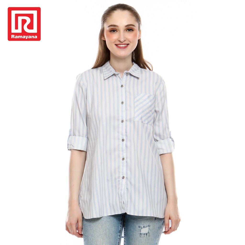 Ramayana - JJ Jeans Kemeja Salur Trenlin 71453-R Biru