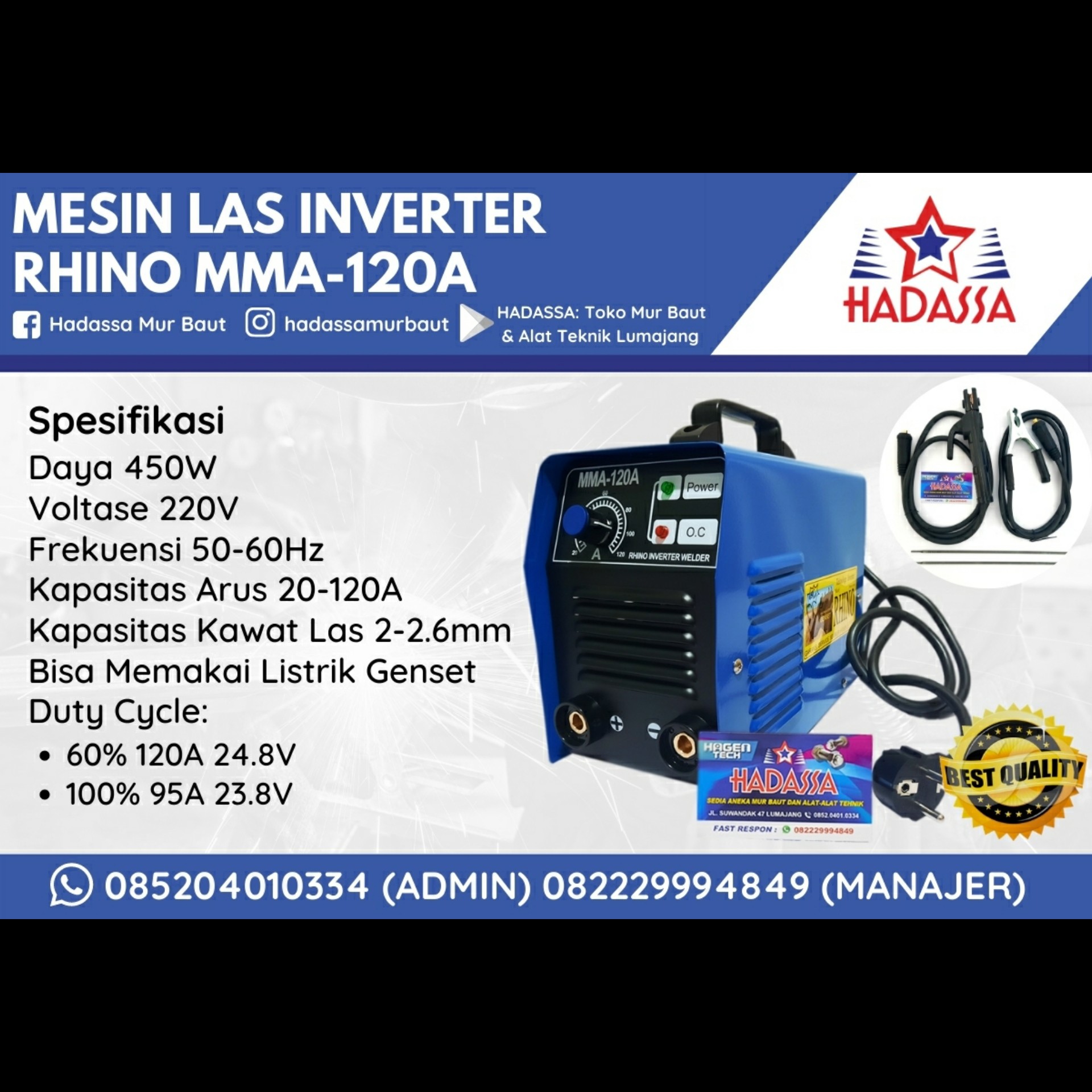 Mesin Las Inverter Rhino MMA-120A