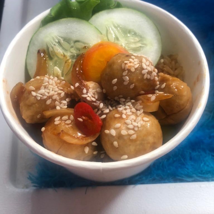 Makanan Rice Bowl Bakso Teriyaki