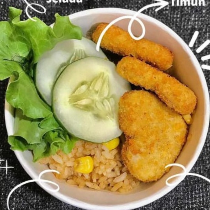 Makanan Rice Bowl Nasi Goreng Nugget