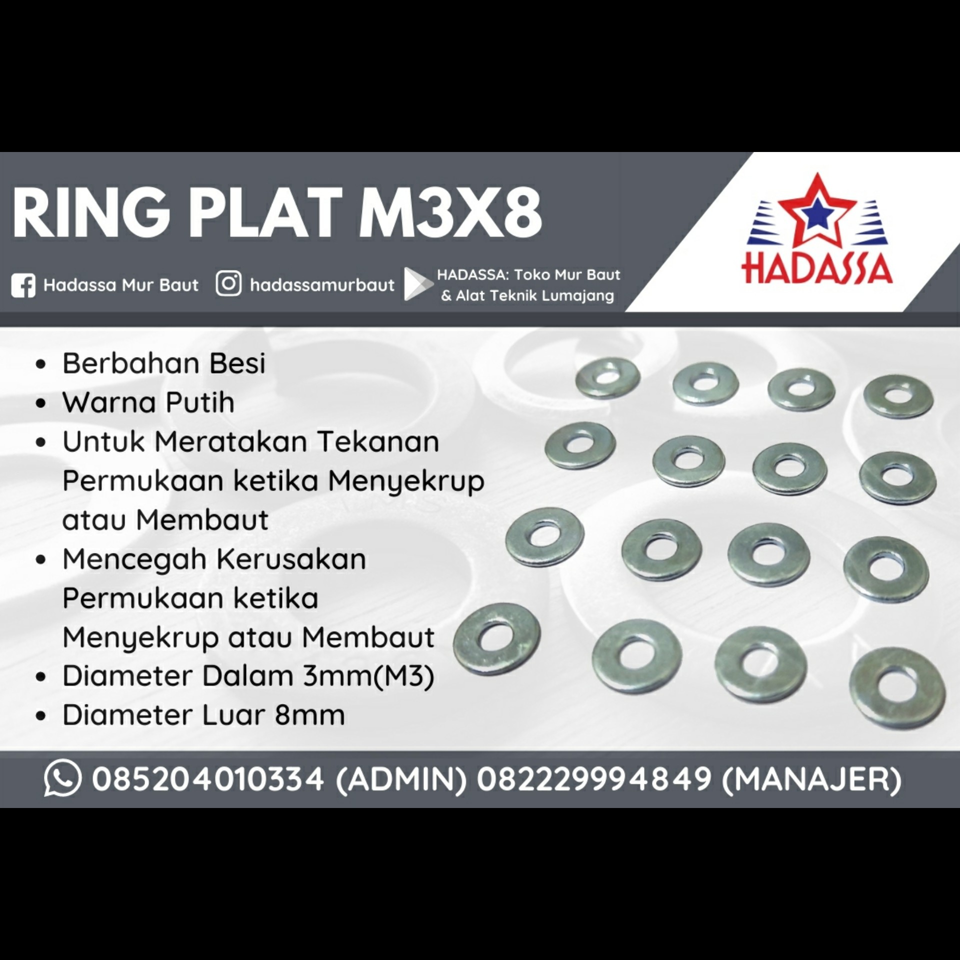 Ring Plat M3x8