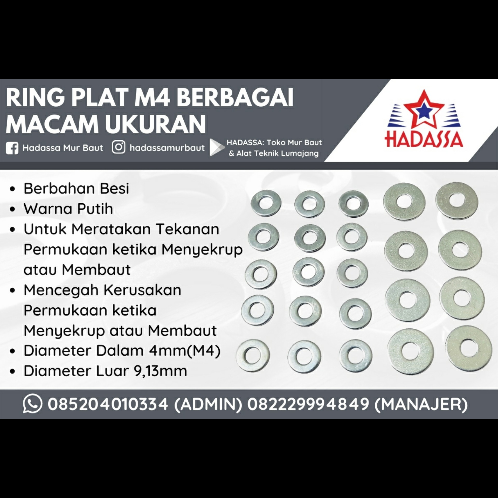 Ring Plat M4 Berbagai Macam Ukuran