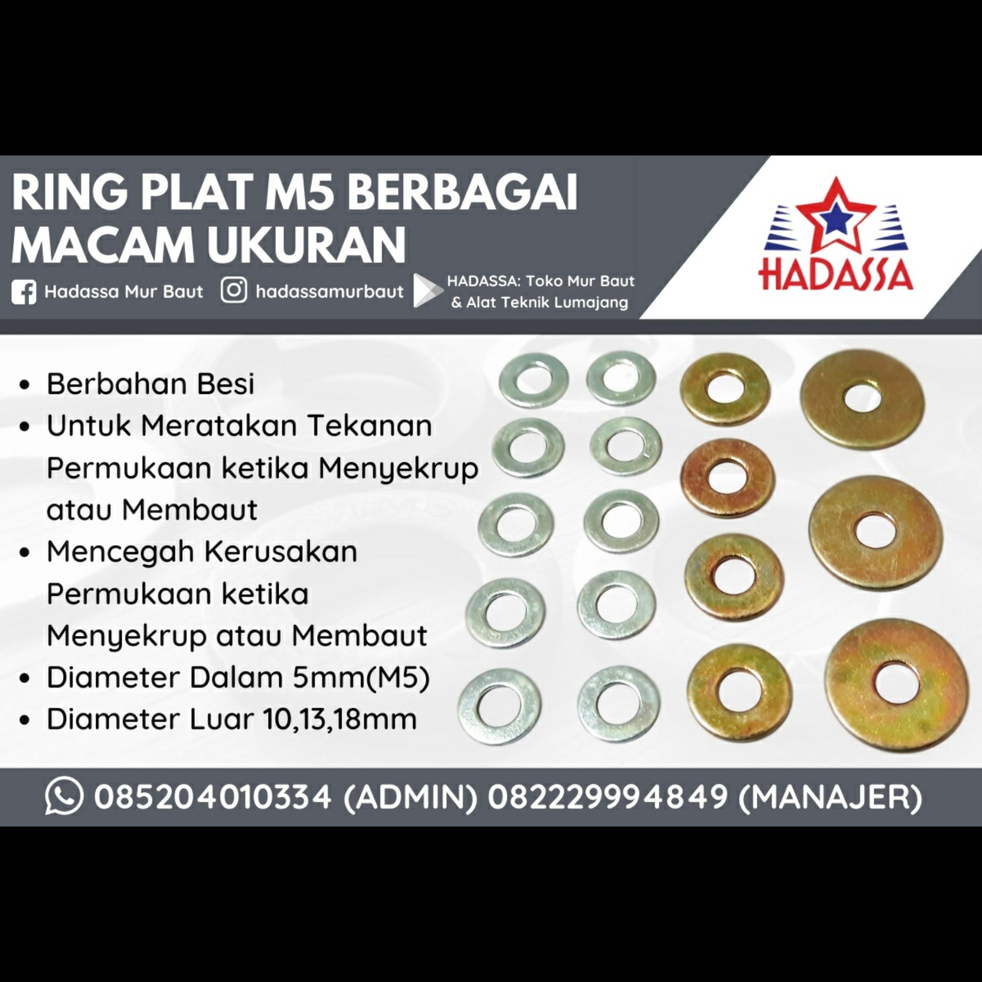 Ring Plat M5 Berbagai Macam Ukuran