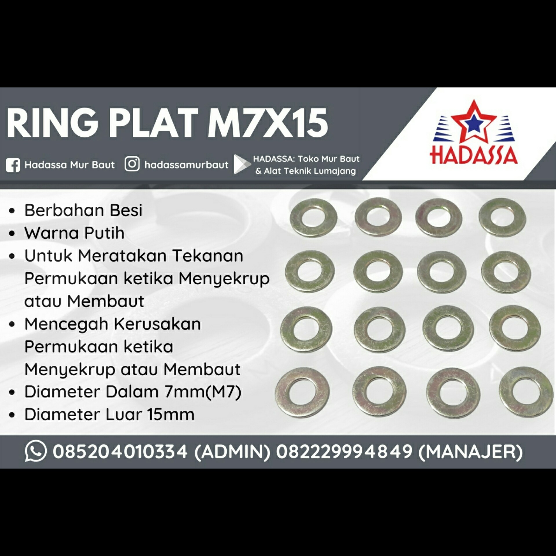 Ring Plat M7x15